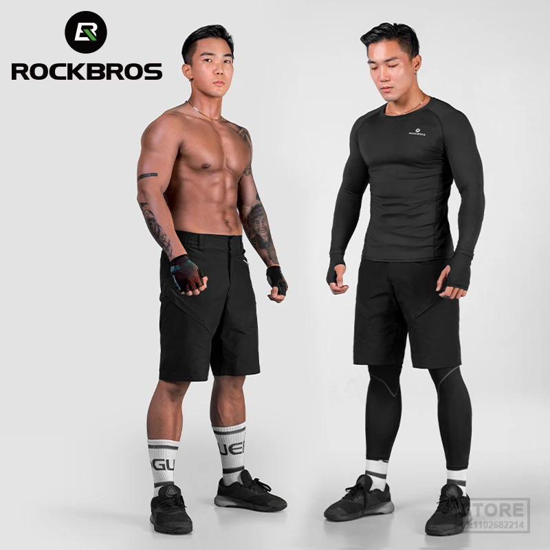 ROCKBROS Men's Tracksuit Gym Fitness Compression Sports Suit Clothes Running Jogging Sportwear Exercise Workout Tights 5 Pcs/Set