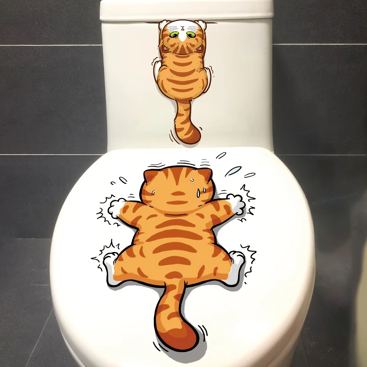 3 stücke Entzückende Katze Wc Aufkleber Wand Vinyl Aufkleber Badezimmer Wc Dekoration Wasserdichte WC Zubehör Waschraum Tier Aufkleber