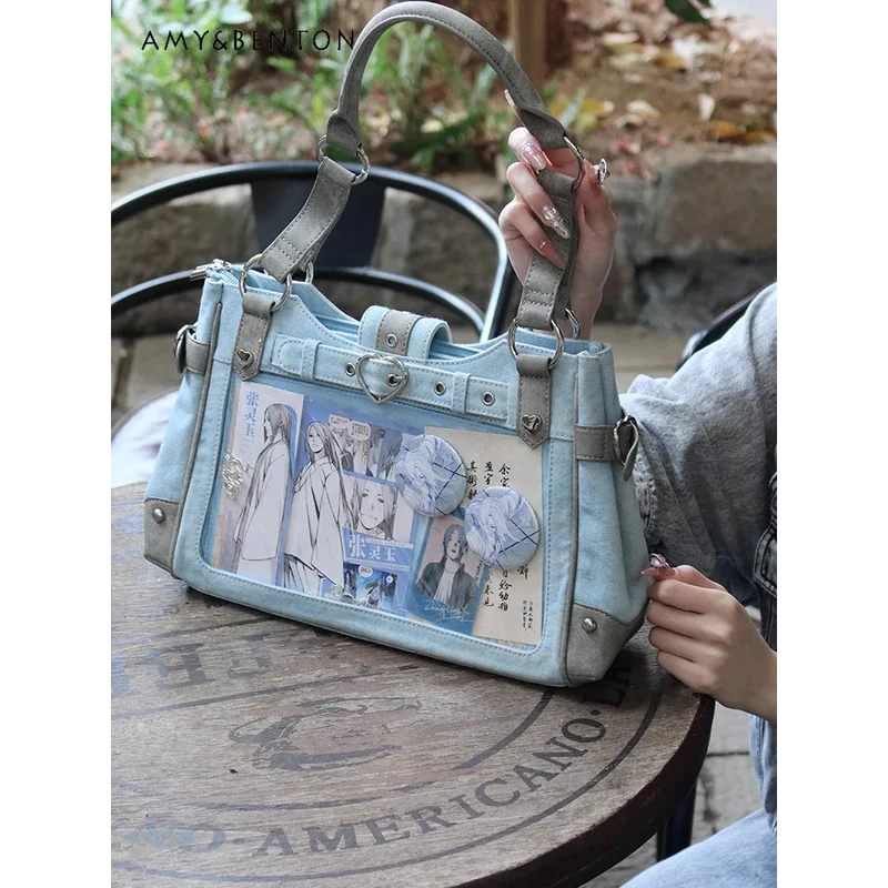 

25COSOriginal Design Subculture Retro Canvas Itabag Daily Versatile Commute Fashion Handbag Sweet Cool Shoulder Messenger Bag Wo