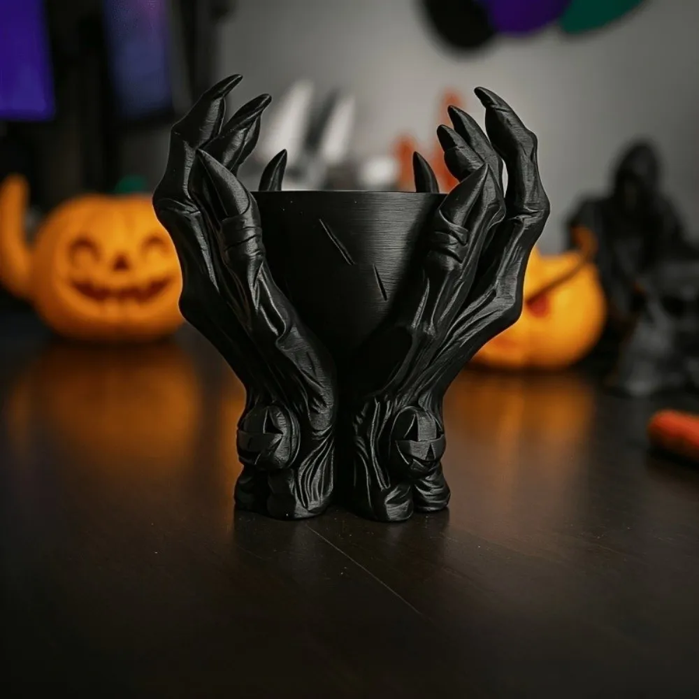 Home Decor Ornaments Skeleton Claw Statue 3D Printed Gothic Style Halloween Decorations Devil Claw Storage Bowl Table