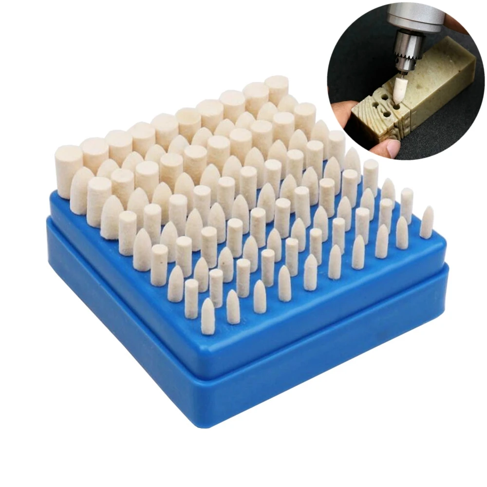 100PCS/Set Grinding Head Polishing Wheel Polishing Tools Wool Felt Metal Surface Buffing Polishing Wheel For Rotary Tool