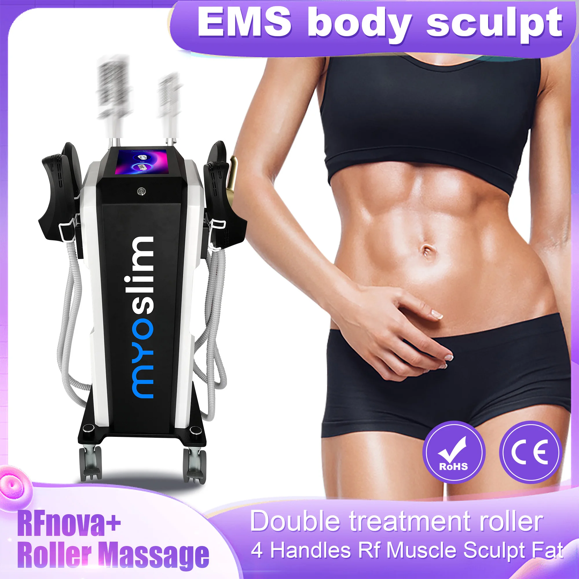 Myoslim EMS Vacuum Inner Ball Roller 360 Degree Rolling Cellulite Massage Weights Loss Machine Body Muscle Slimming Fat Removal