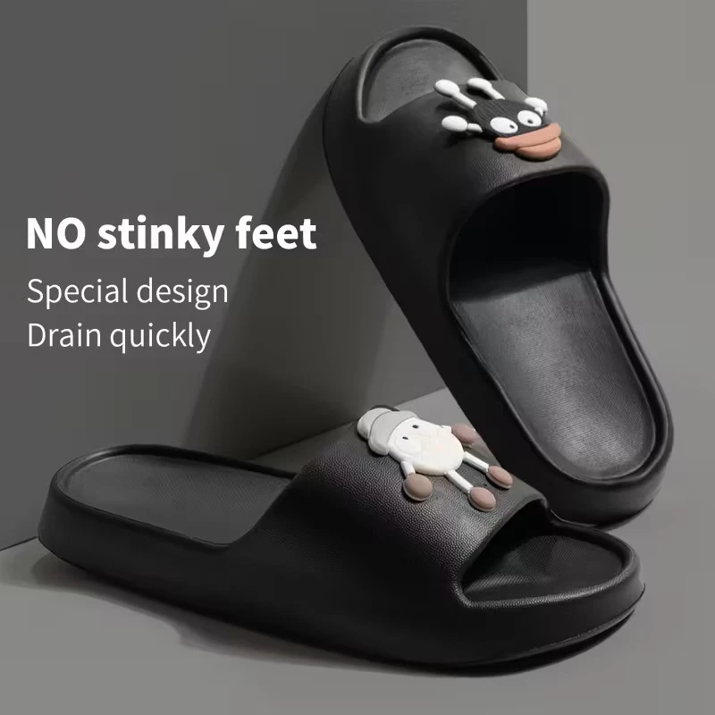 Funny Cartoon Coal Slide Sandals Unisex EVA Summer Slippers Soft Sole cozy Anti Skid Casual Home Shower Beach Pool Outdoor Shoes