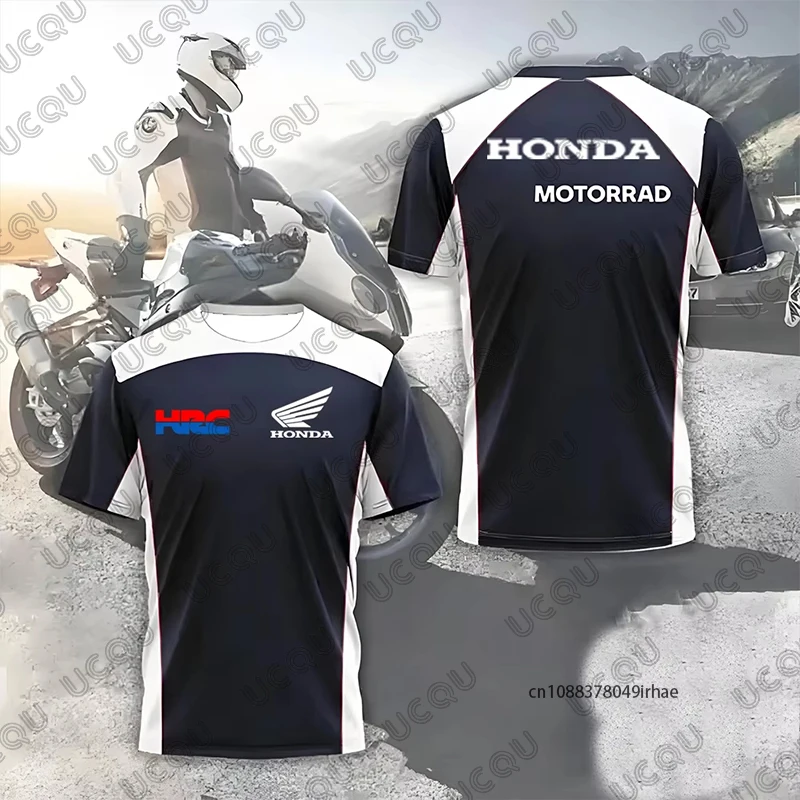 

Мужская гоночная футболка с принтом Honda 2025 года, спортивные футболки для бега на открытом воздухе с короткими рукавами, мотоциклетные футболки, летние быстросохнущие топы унисекс