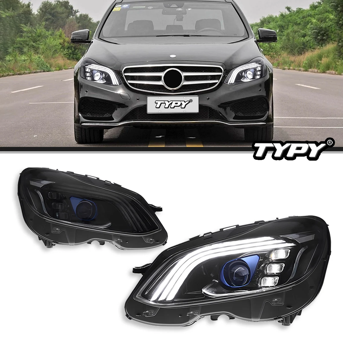 

Автомобильная лампа TYPY для Benz E-Class W212, светодиодная фара 2013-2015, DRL, указатель поворота, дальний свет, линза проектора «ангельский глаз», автоаксессуары