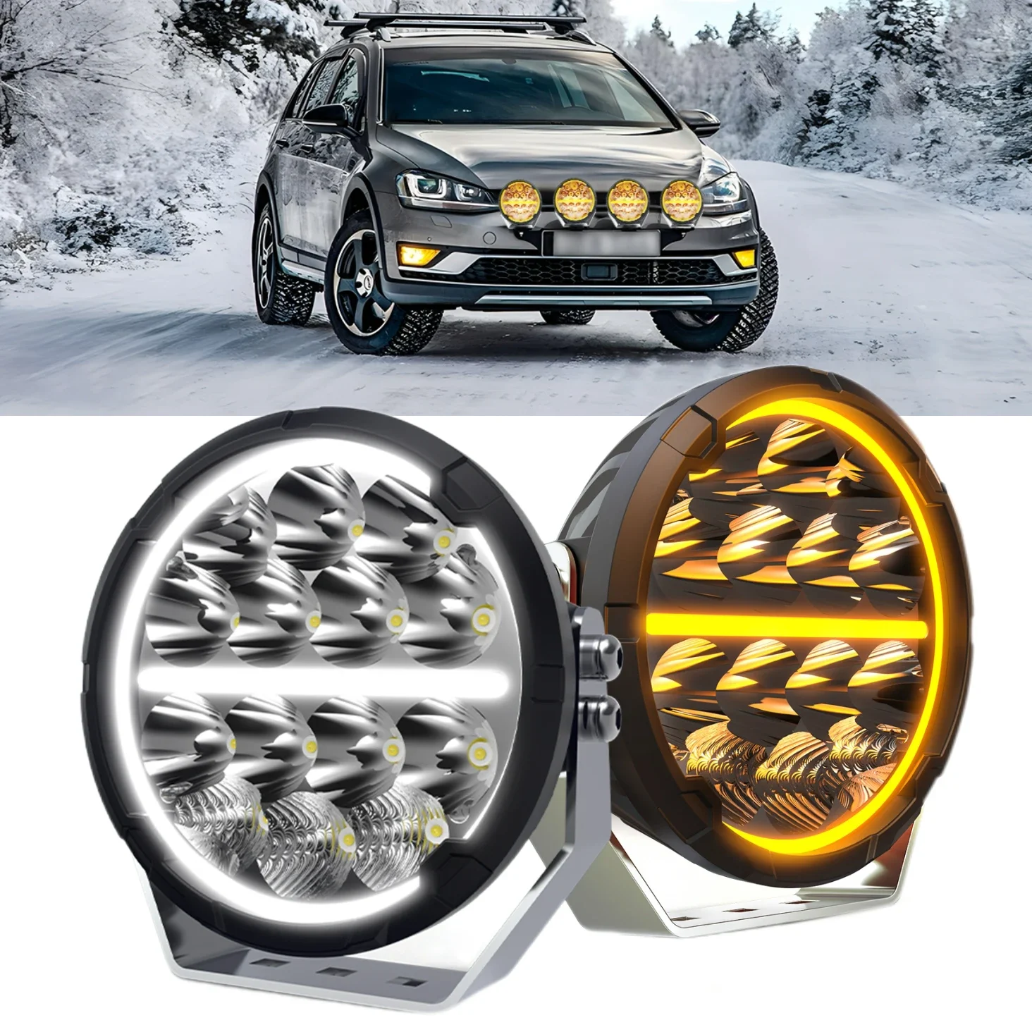 

HAOLIDE 6.5inch Round Led Work Light 6000k 3500k Amber DRL Driving Light 60000LM Super Bright IP68 for Offroad Truck Car SUV