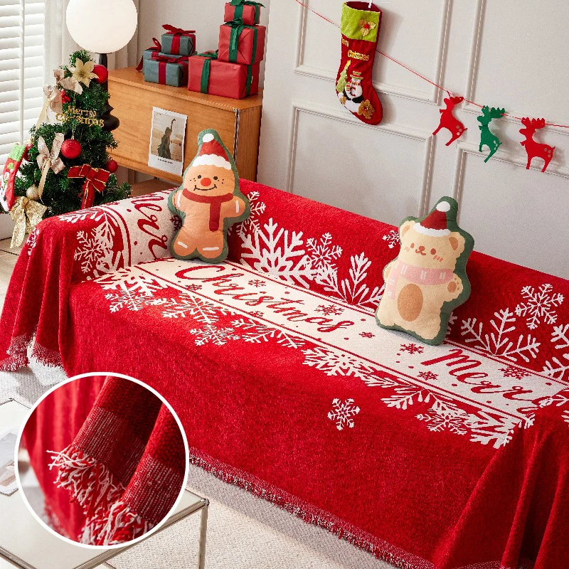 

Красный рождественский чехол для дивана, скатерти, одеяло, универсальный чехол для дивана Four Seasons, многофункциональное одеяло, Рождественский домашний декор