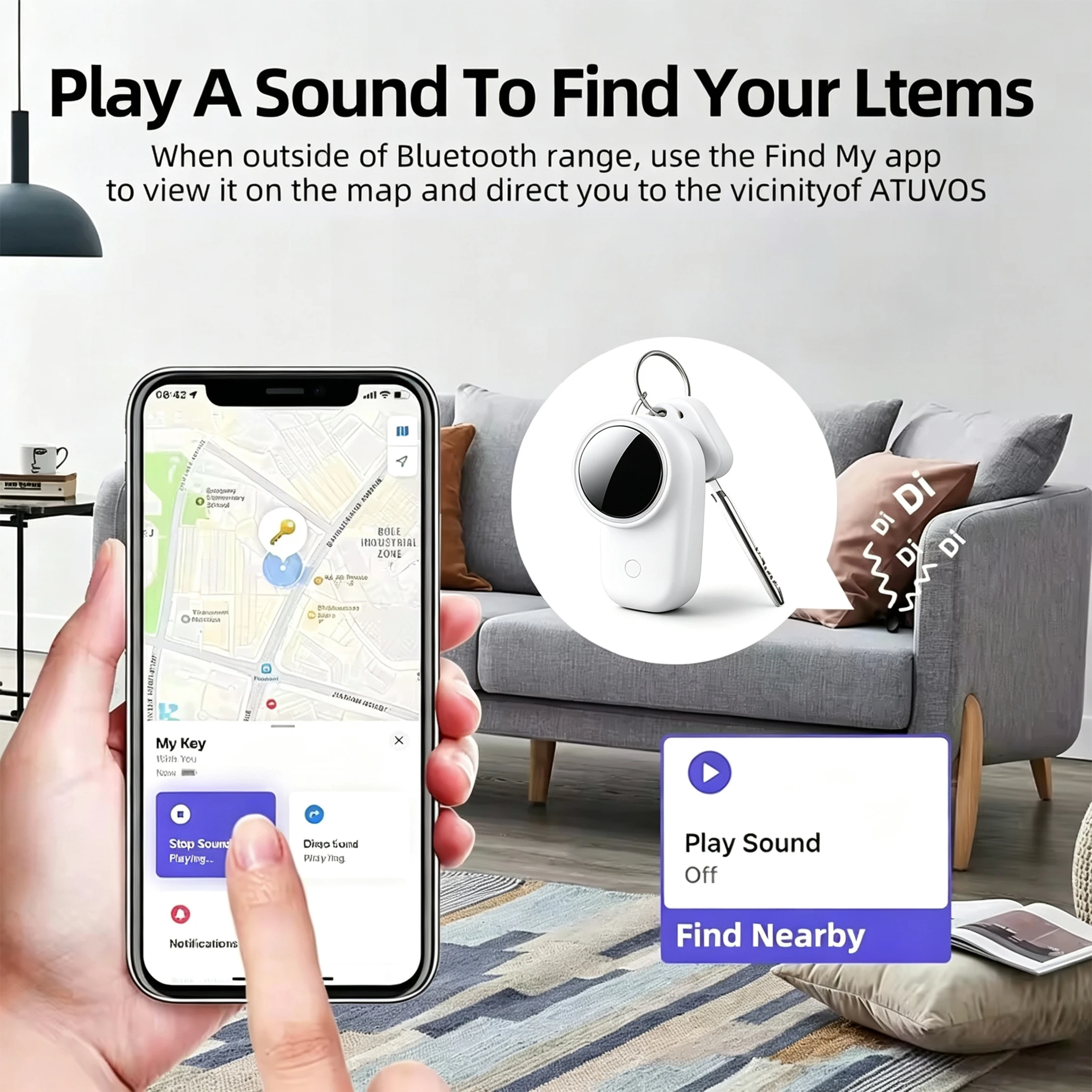 Security Bluetooth GPS Tag Based on iphone Find My app Anti-lose Tracker Sound Locate Message Reminder Alarm Key Finder