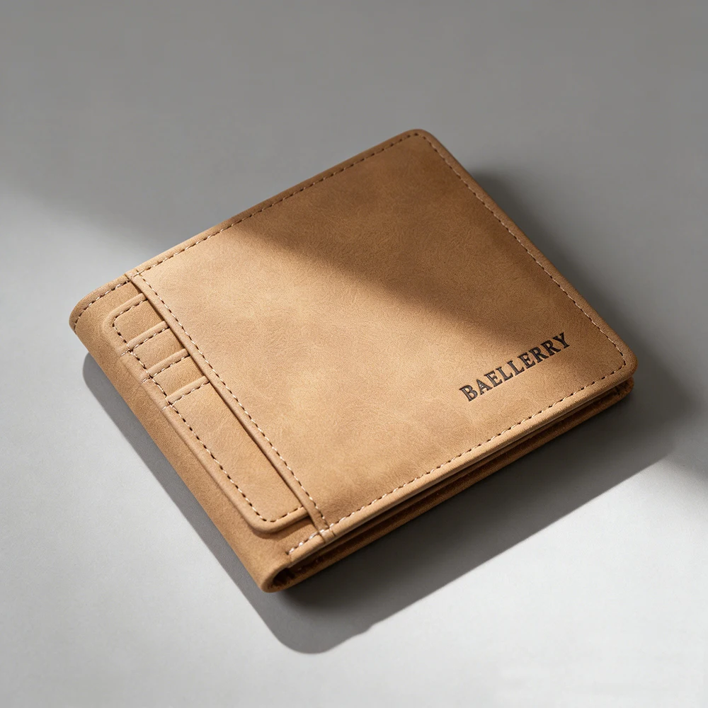 

Высококачественный простой короткий мужской кошелек с большой вместимостью, отделениями для карт, держателем для фото, карманом на молнии для монет, роскошный брендовый мужской кошелек