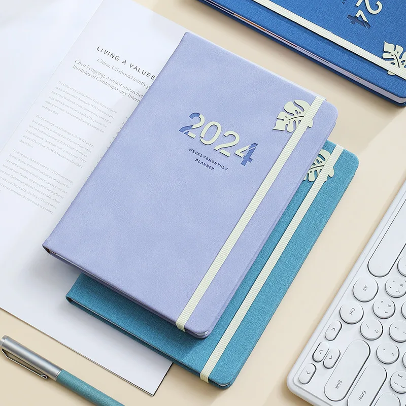 New 2024 Notebook Strap Elastic Band Notebook English Schedule Book Hard Surface Notepad