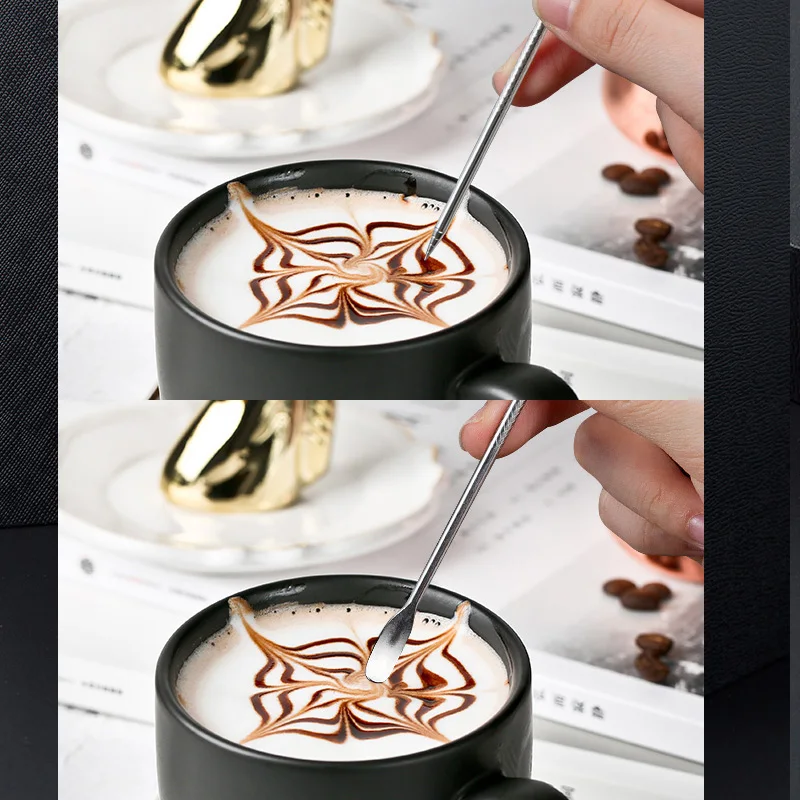 2Pcs 304 Stainless Steel Coffee Art Pen Barista Cappuccino Espresso Coffee Decorating Latte Art Pen Fancy Cafe Tool