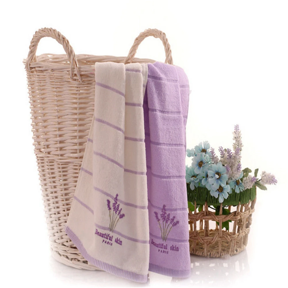 Cotton Embroidery Lavender Aromatherapy Soft Bath Hand Face Towel Sheet Set