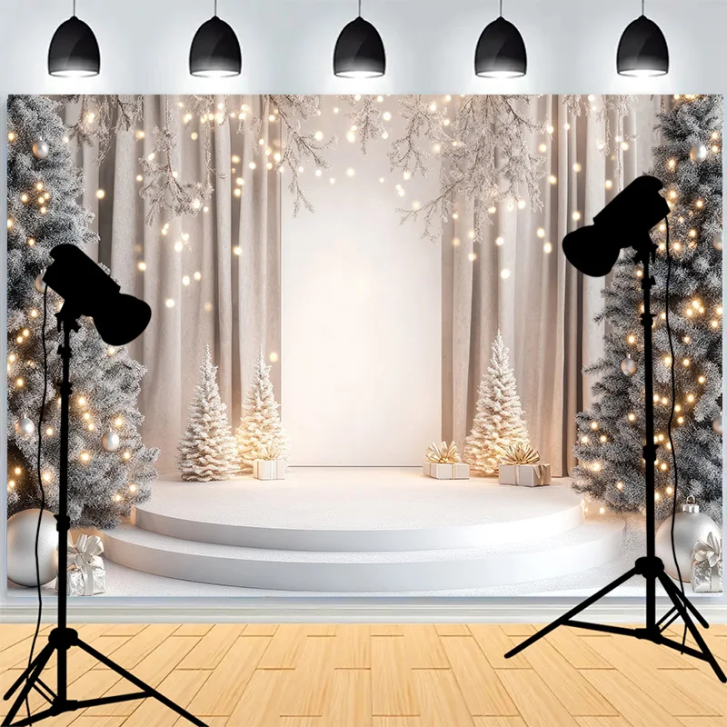 

City Skyline Fireworks Night Photography Backdrops Christmas Wreath Window Living Room New Year Photo Studio Background XH-43