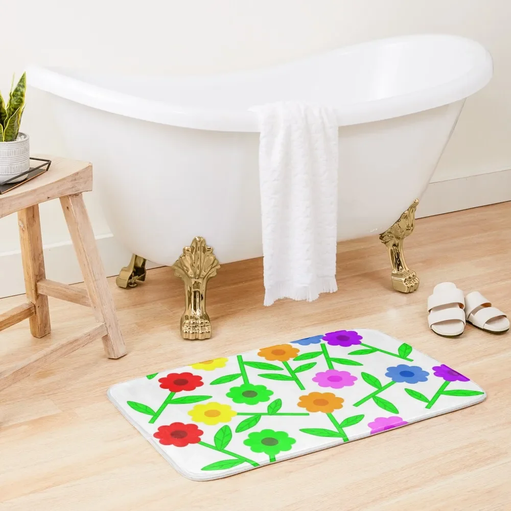 

Flowers Bath Mat Washable Non-Slip Kitchen Rug Living Room Rugs Mat