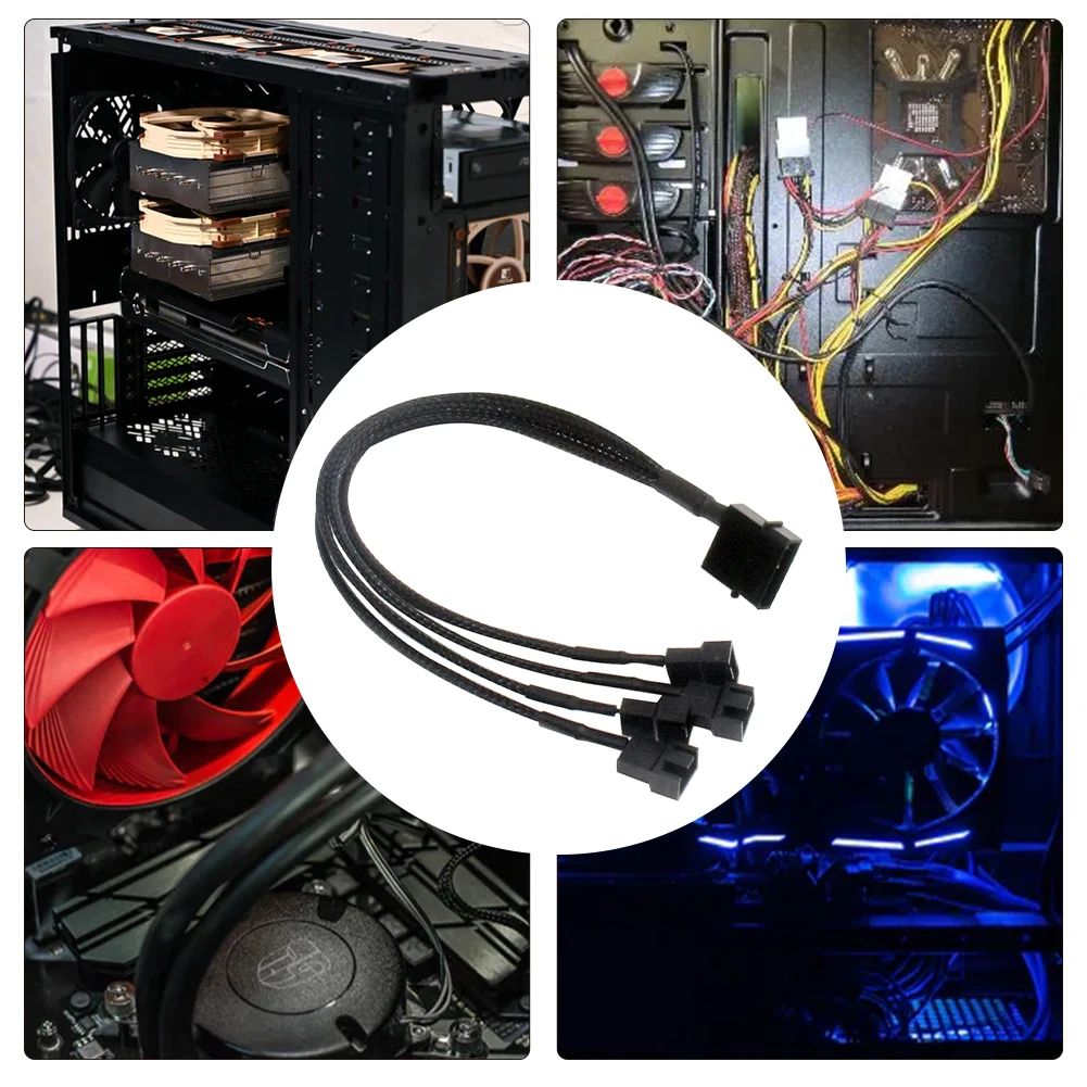 อะแดปเตอร์12V ตัวแยกติดตั้งง่ายสายไฟพัดลมทำความเย็น3-PIN หรือ4-Pin สำหรับ casing PC ส่วนประกอบแบบพกพาที่มั่นคง