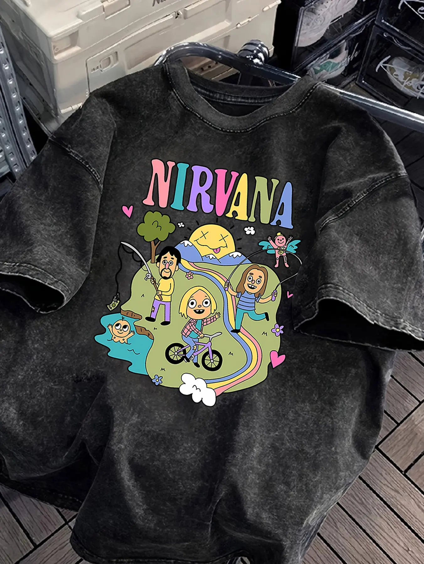 Nirvana  Graphic Unisex  Washed  T Shirts  Aesthetic  ROCK Band Fashion Women Clothing  T Shirt Y2k Top  Shirts for Women
