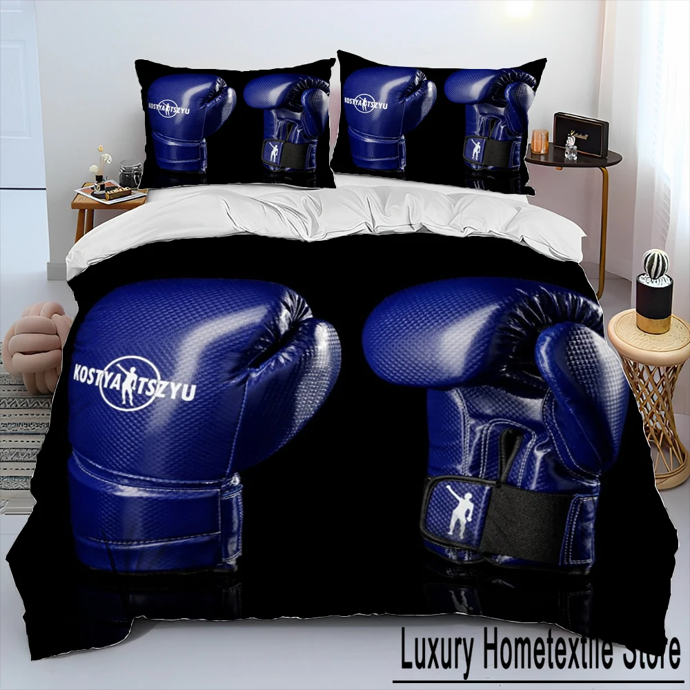 3D Boxing Gloves Boxer Fight Comforter Bedding Set,Duvet Cover Bed Set Quilt Cover Pillowcase,King Queen Size Bedding Set Adult