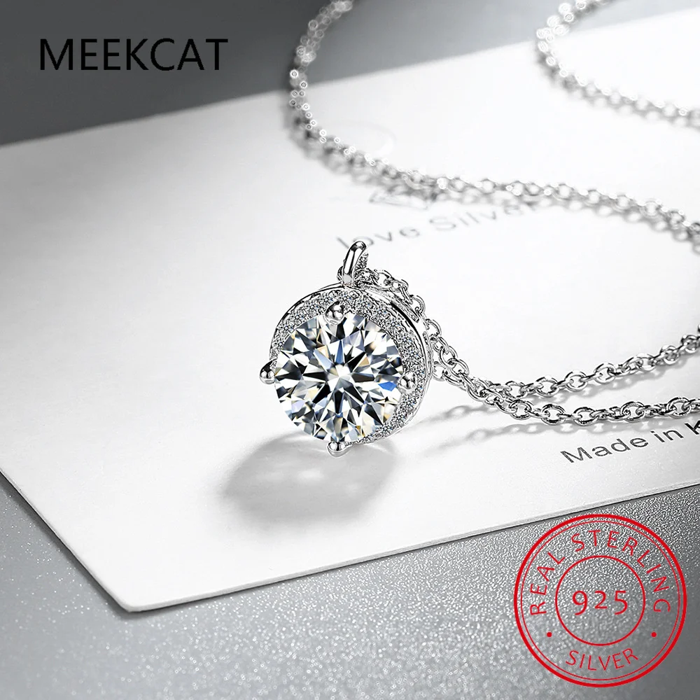 

1CT Moissanite Necklace for Women 925 Sterling Silver Sparkling Lab Diamond Pendant Chain Party Jewelry Colar de Prata