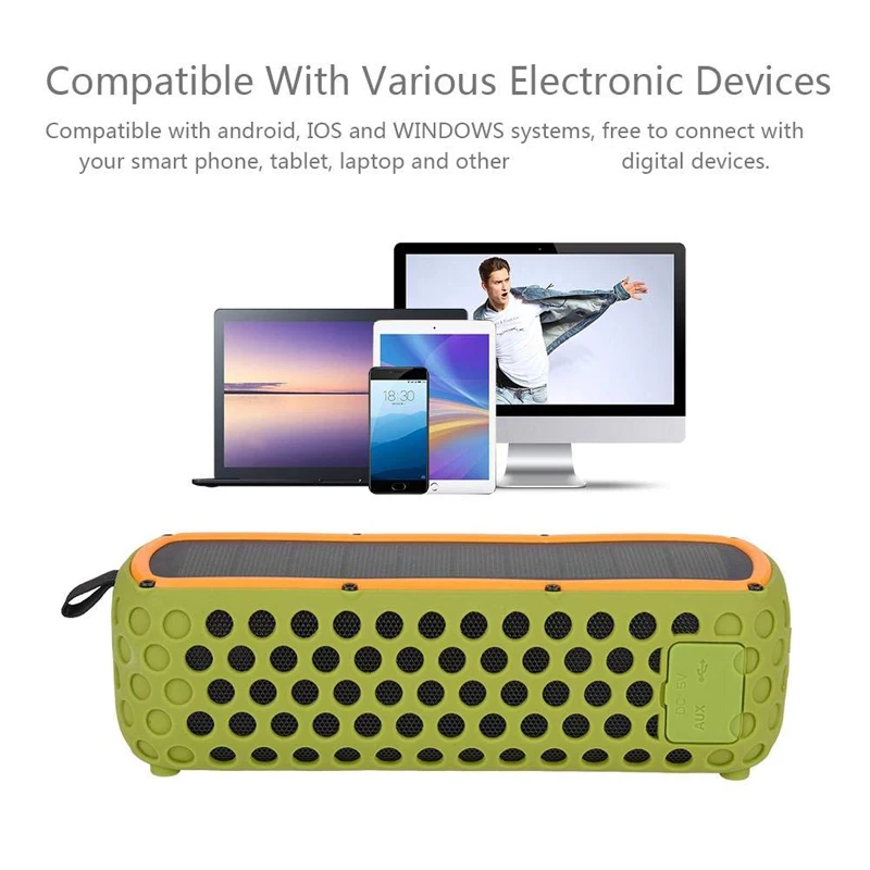 2022 New Products Solar Energy Speaker Hifi Stereo Hands Free Blue Tooth 4.0 Wireless Ipx 5 Waterproof Speaker With Flashlight