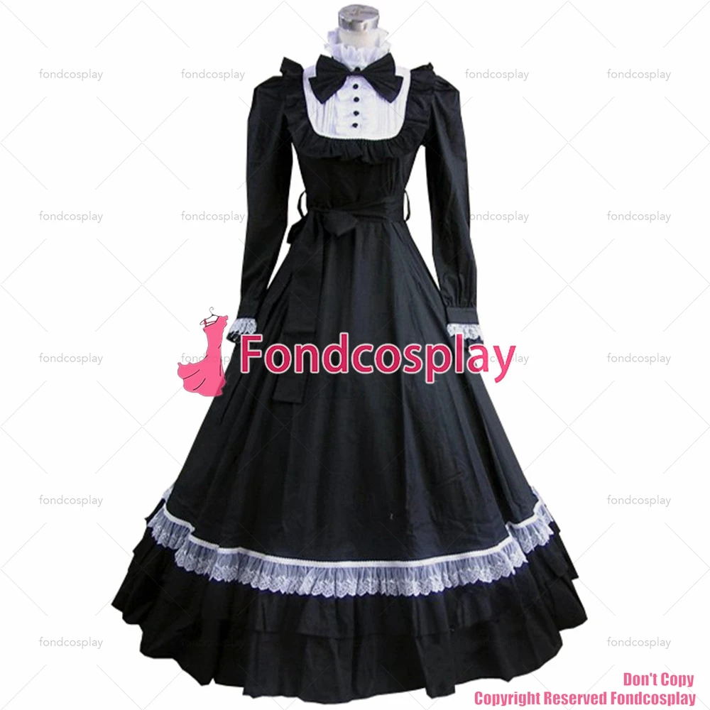 

fondcosplay cross dressing sissy maid long Gothic Lolita Medieval Black Evening cotton Dress cosplay costume CD/TV[CK1425]