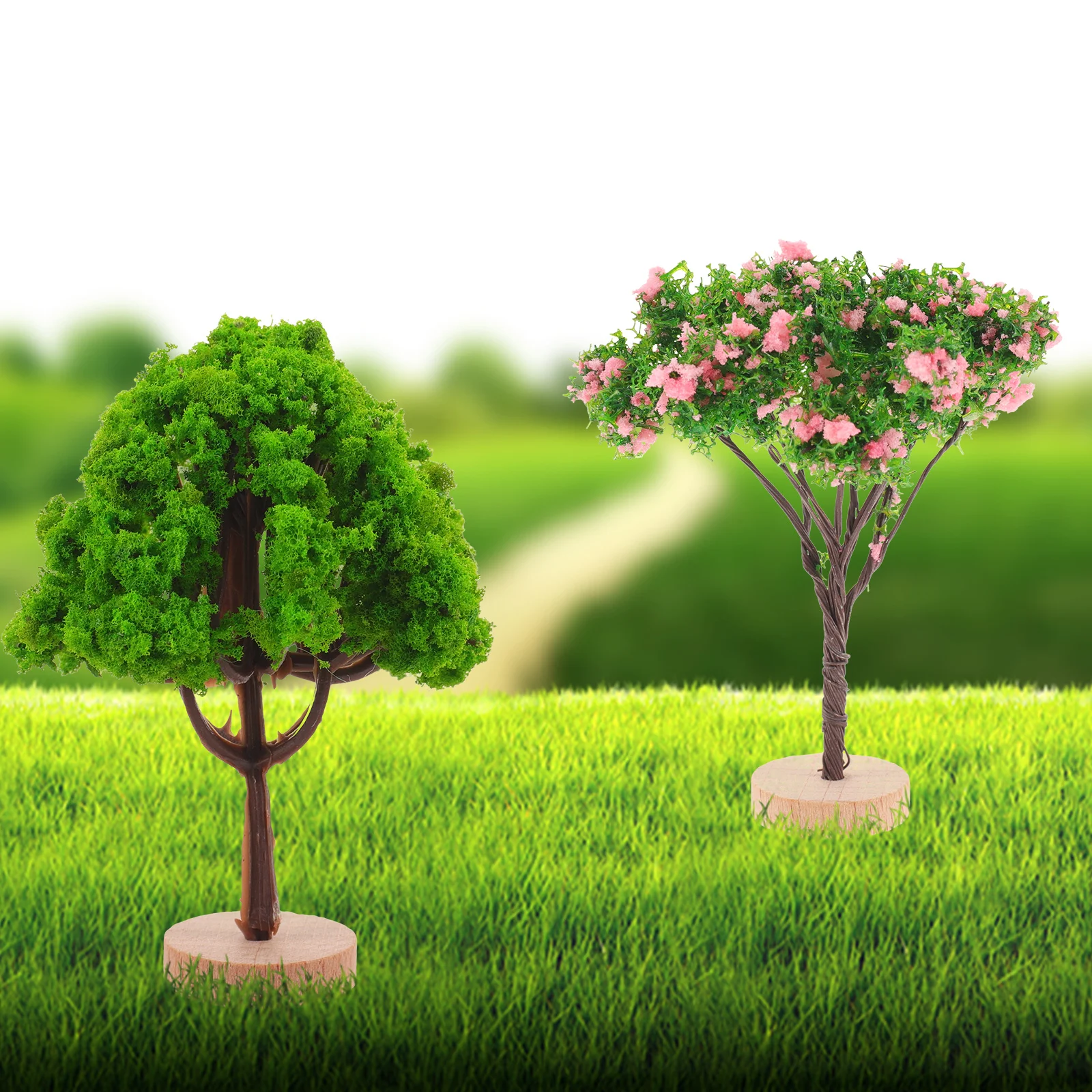 4 pezzi simulato Mini albero Decor paesaggio verde paesaggio modello piccoli alberi in miniatura tavolo di sabbia di plastica