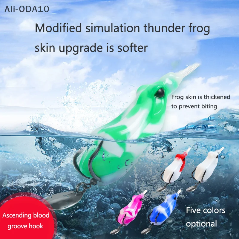 

1Pc 6CM/10G Topwater Bass Carp Fishing Lure With Double Hooks Bionics Sequin Soft Silicone Toad Bait Saltwater Floating Luya
