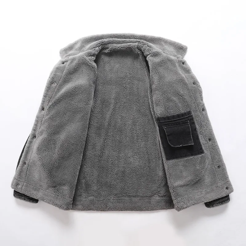 Men's Casual Denim Jacket with Fleece Cotton Workwear New for Spring And Autumn 2025
