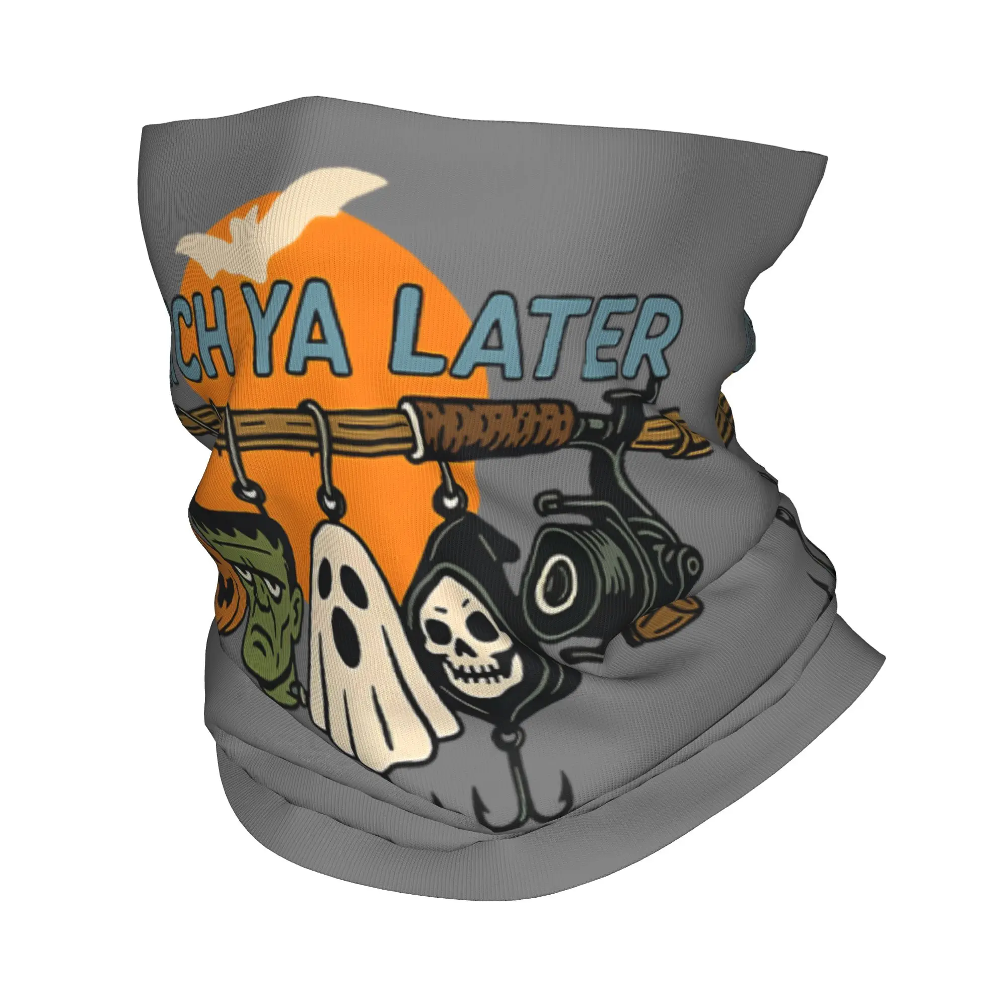 Halloween Catch Ya Later Fishing Fisherman Bandana Neck Cover Printed Spooky Balaclavas Wrap Scarf Headband  Men Women Adult