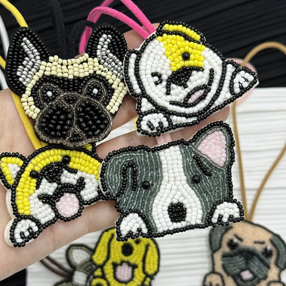 

Fashion Animal Beaded Patch Pet Dog Diy Iron-on Applique For Bags Clothes Lanyard Accessories Embellishment Pendant