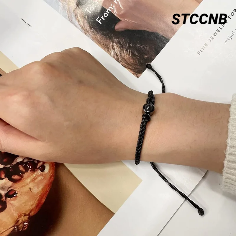 New Personalized Circular Photo Projection Hand-Woven Bracelet Couple Custom Jewelry To Commemorate Valentine's Day Family Gift