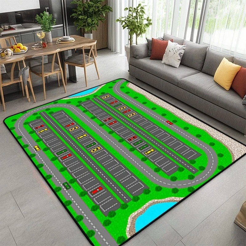 Parking Lot Traffic Track Printed Carpet Children's Anti-slip Game Mat Living Room and Bedroom Carpet Home Decoration