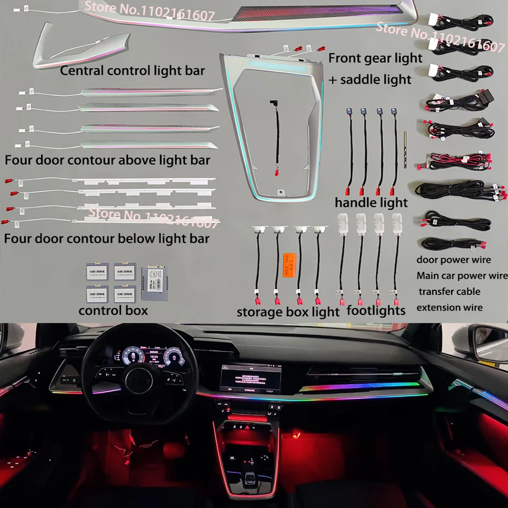 Intrerior LED Ambient lamp For Audi A3 2021 2022 2023 2024 Atmosphere Lights Kit ambient light RGB magic Symphony Ambient Light