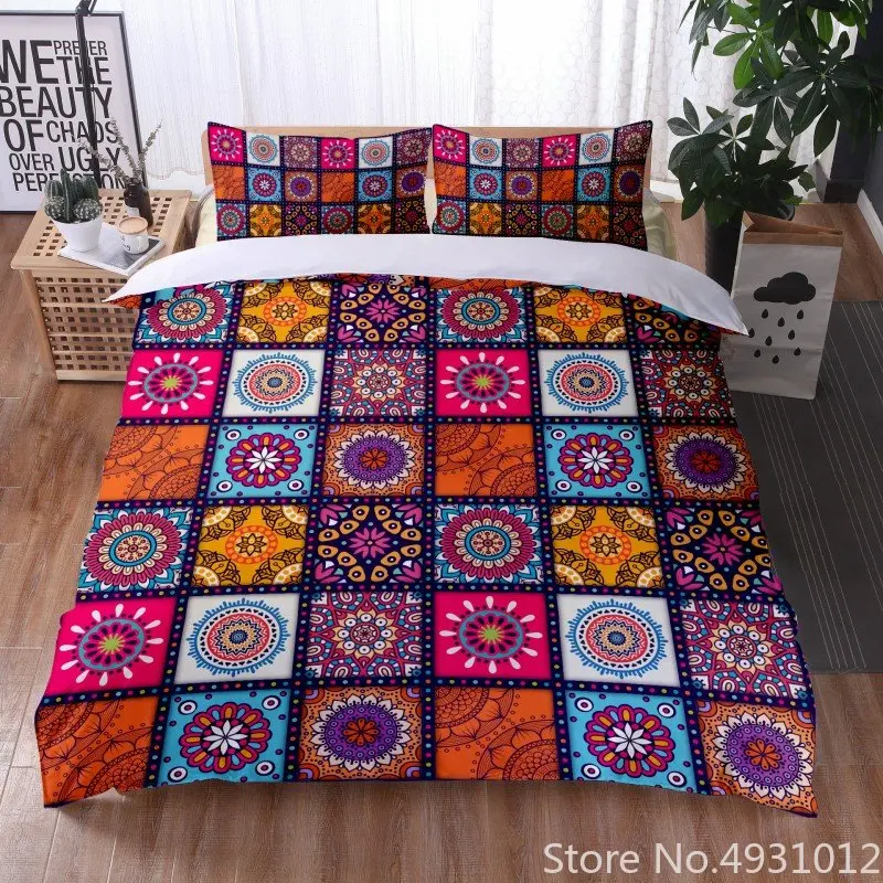 3D Printed Bohemian Style Bedding Set Mandala Duvet Cover Pillow Case Available All Seasons Twin Full Queen King Size