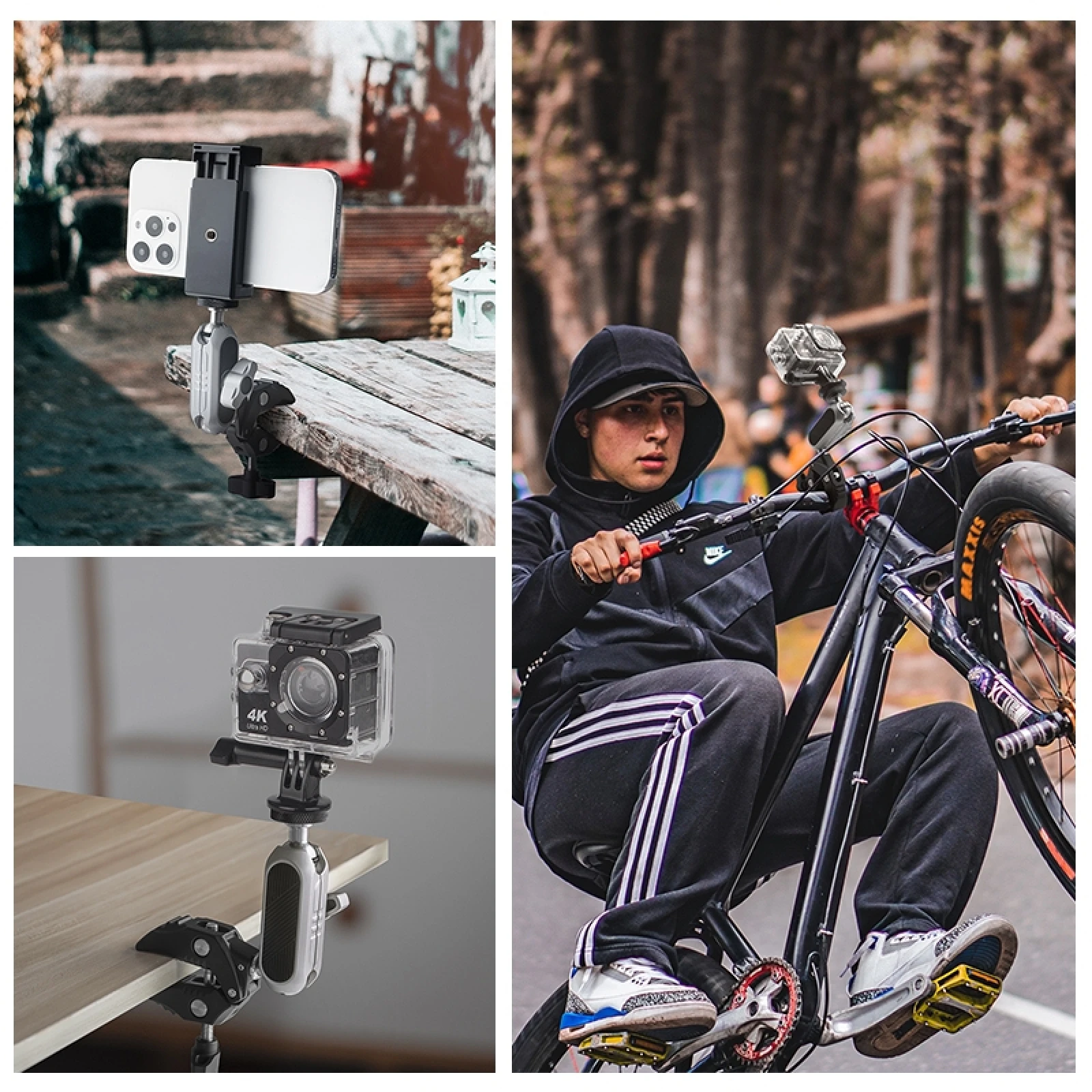 PULUZ كراب كماشة كليب الذراع جبل مع مشبك الهاتف للهاتف و DJI Osmo 360 ملحقات الكاميرا الرياضية