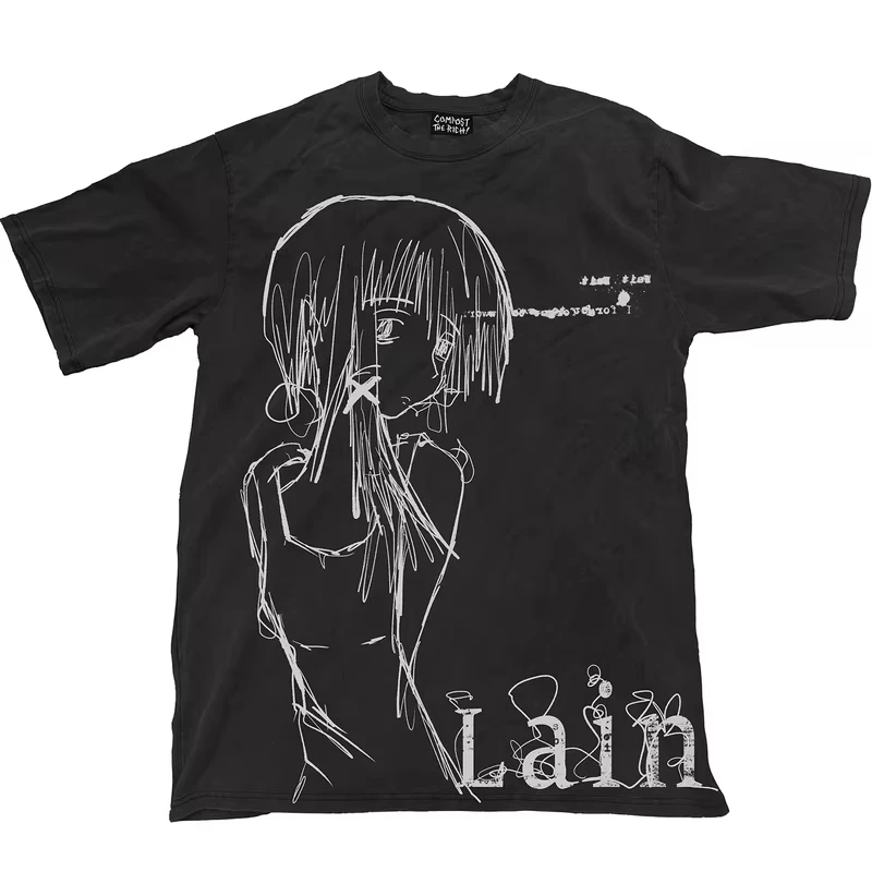Lain Graphic Print Autumn Unisex T-shirt Short Sleeve Street Fashion Trend Clothing Street Style Winter Innerwear