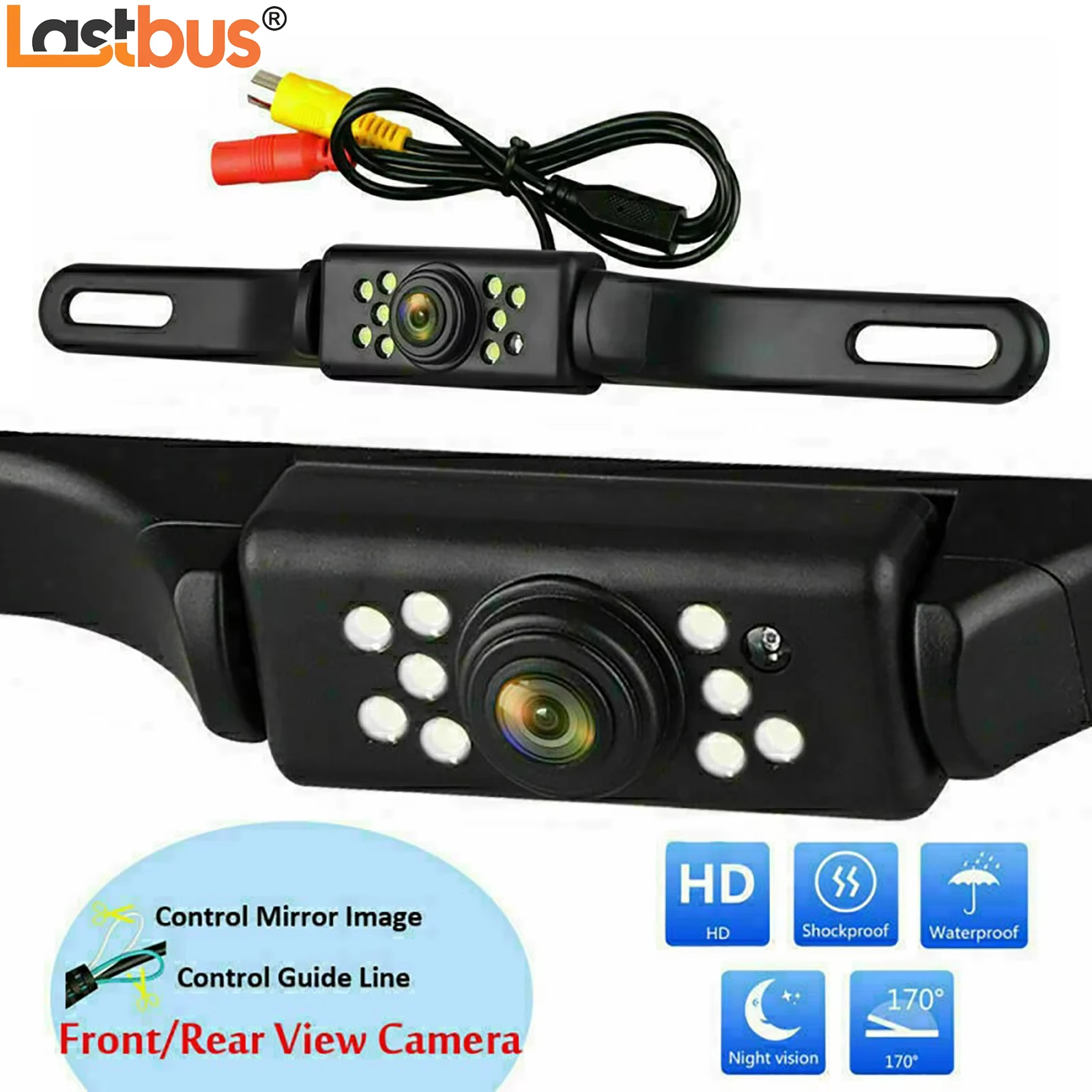 

Lastbus HD 9 LED Car Rear View Reversing Camera Back Up License Number Plate Night Vision 100% Waterproof IP67