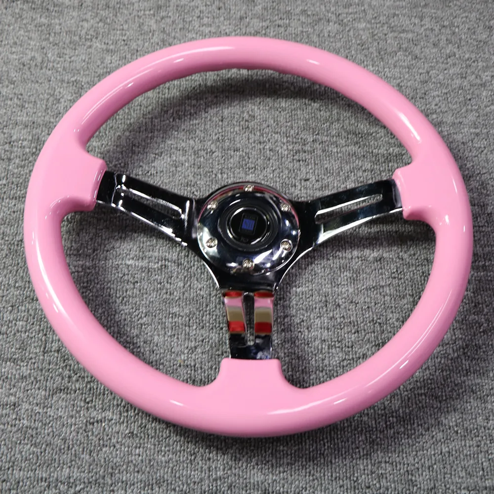 Car 14 Inch 350mm ABS Steering Wheel Black  /White /Pink /Red Brown  Drifting Steering Wheel  Universal