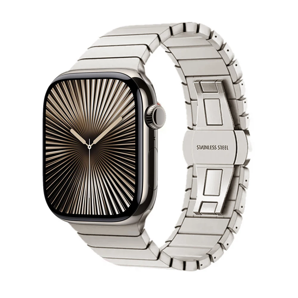 Metallarmband für Apple Watch 46mm, Edelstahl-Uhrenarmband für iWatch Serie 12 11 10 Ultra 49mm 42/44/45mm, Business-Armband