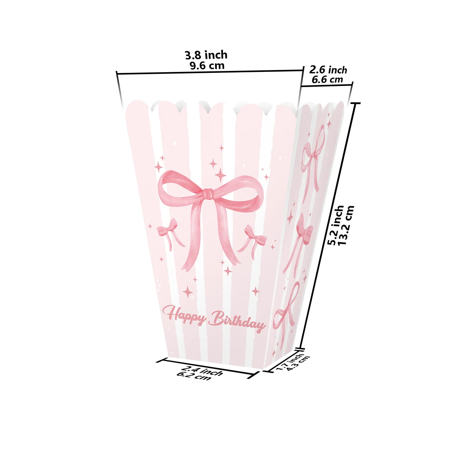 6-18PC Rosa Schleife Papier Popcorn Boxen Weihnachten Fliege Snack Candy Boxen Mädchen Party Geschenk Box für BBQ Französisch Frites Party Dekoration – Detail 1