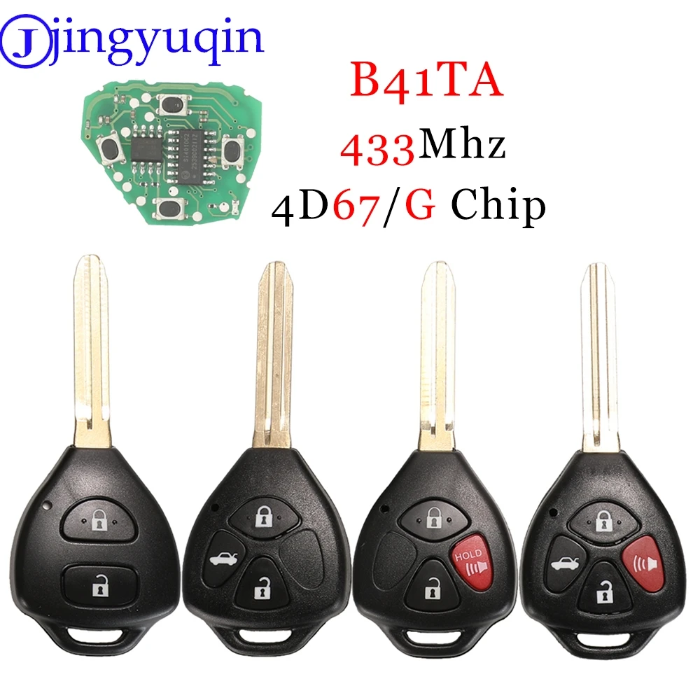 Jingyuqin B41TA 433Mhz 4D67/G Chip Fernbedienung Autoschlüssel 2/3/4 Tasten für Toyota Forruner Hilux Innova Corolla Innova Yaris 89070-52E61