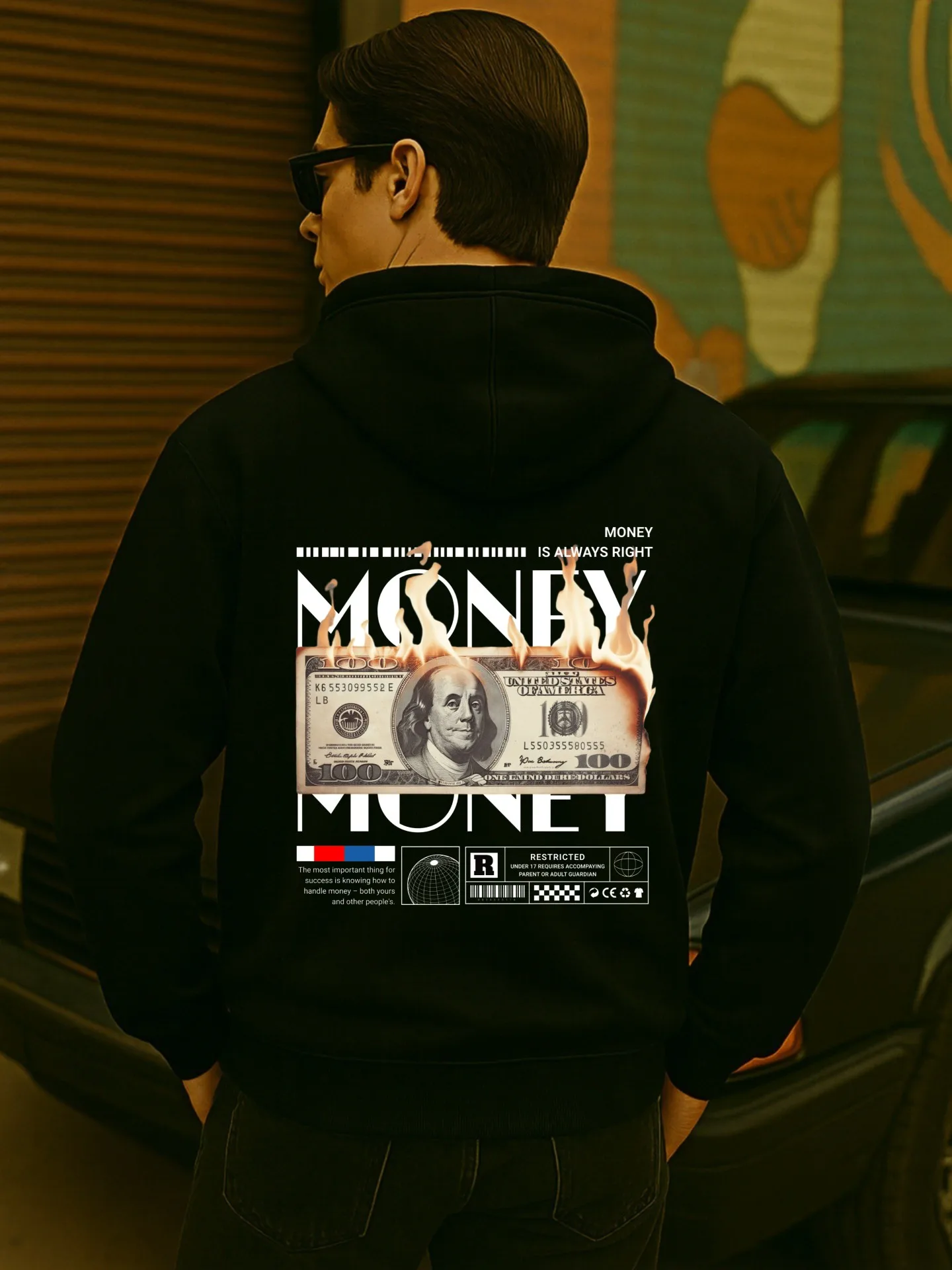 هوديي جرافيك للرجال، صوف، طراز عتيق، طباعة متقاعد 2025، للارتداء اليومي، للرجال