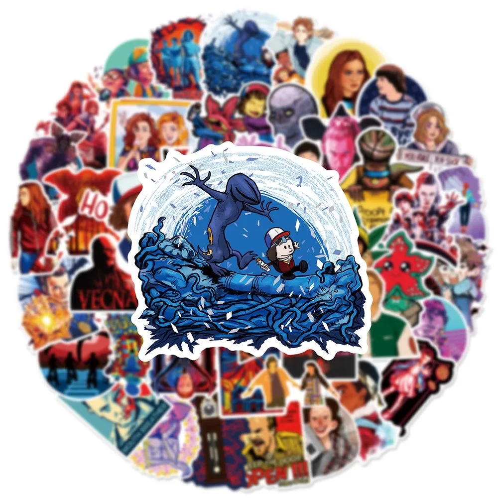 50 pegatinas/set de películas de terror, pegatinas de dibujos animados, pegatinas de Demogorgon, pegatinas impermeables para teléfono y equipaje, accesorios de cosplay