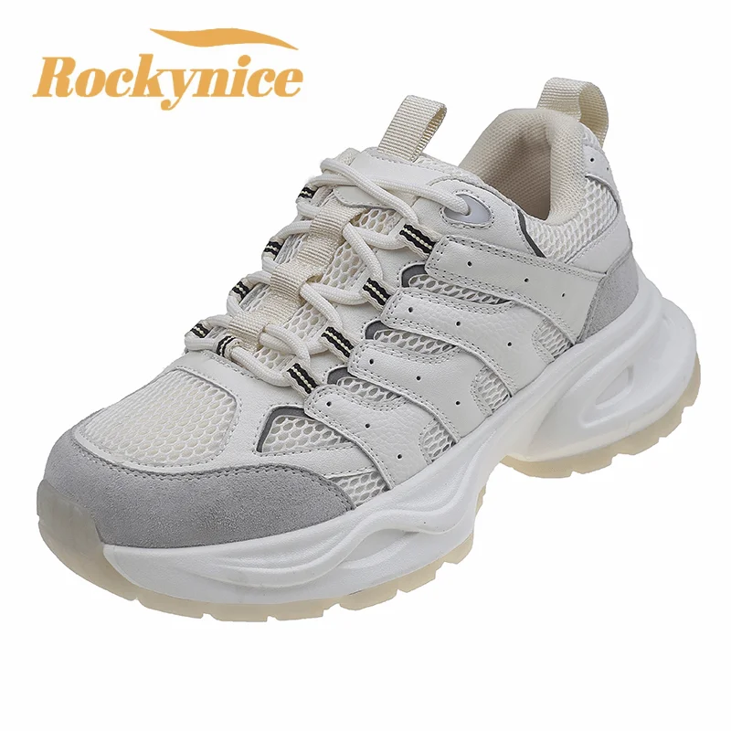 

Women Platform Casual Breathable Mesh Shoes 2023 New Autumn Chunky Sneakers 6CM Wedge Sports Shoes Lace-up Leisure Dad Shoes