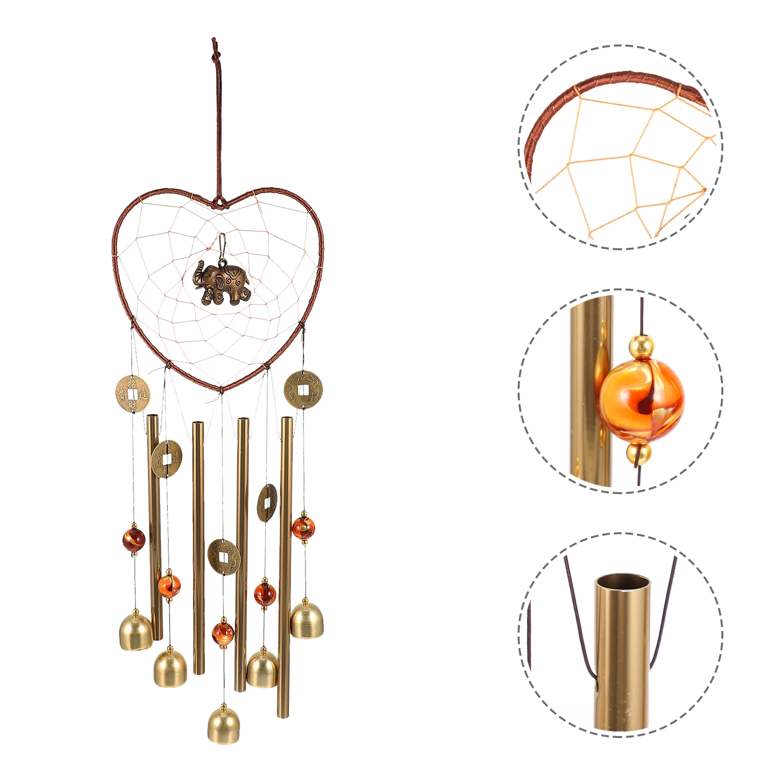 

1pc Heart Shaped Elephant Wind Chime Metal Home Decor Pendant Dream Catcher for Wedding Christmas Halloween Festival Gift Women