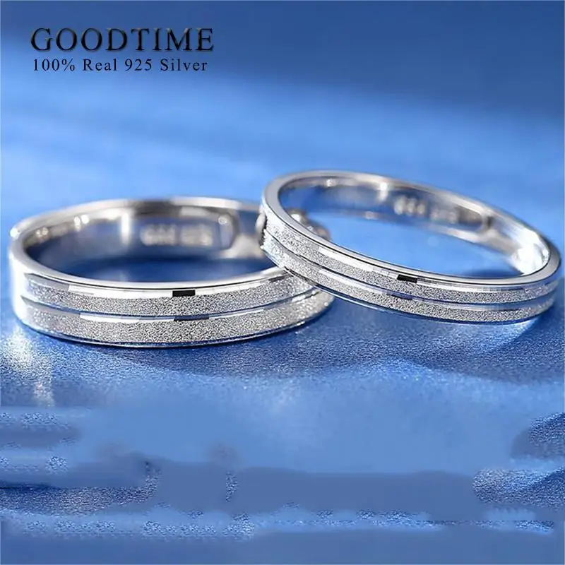 Luxury Frosting Ring Pure 100% 925 Sterling Silver Couple Ring Anniversary Jewelry Engagement Wedding Band Gift For Women Man