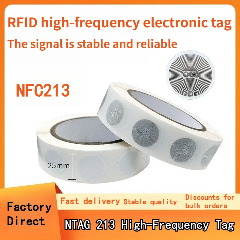 10 stks 100 stks Ntag213 NFC Tag Natte Inlay 13.56 MHz ISO14443A Sticker Ntag 213 Telefoon Beschikbaar RFID Zelfklevend Label