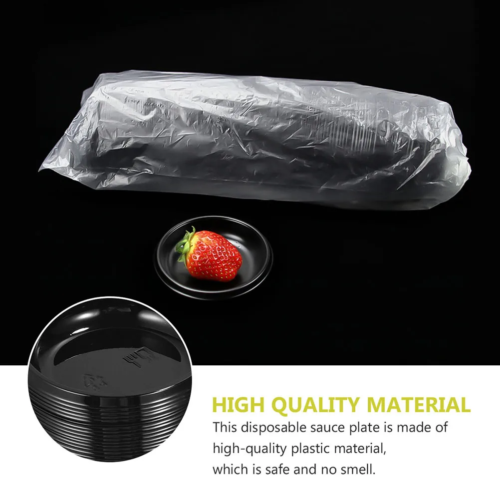 

200Pcs Thick Round Plastic Disposable Sauce Dish Condiment Plates Dipping Bowls for Soy Sauce Mustard Sushi Seasoning Trays