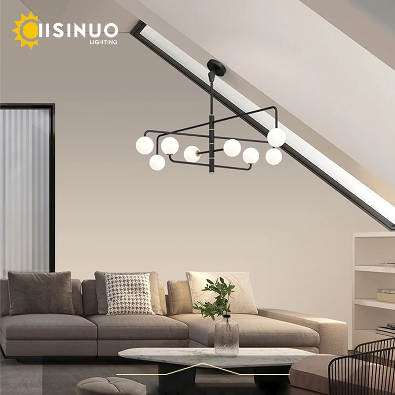 

Nordic minimalist designer sloping roof room molecular ball chandelier duplex attic sloping spire bedroom study living room ligh