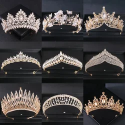 Gold Color Luxury Crystal Wedding Tiaras And Crowns Party Rhinestone Prom Bridal Diadem Crown Tiara For Women Bride Hair Jewelry