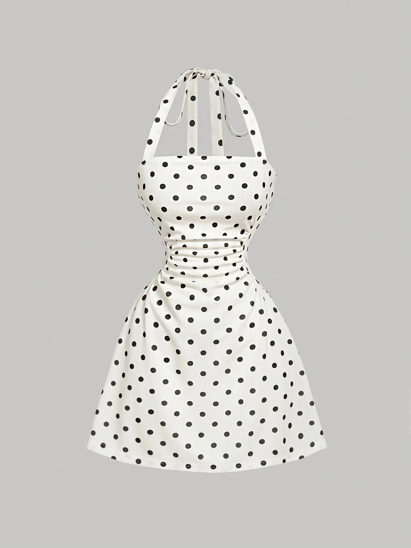 Ladies Summer Halter Mini Dress Polka Dot Pattern Graduation Ceremony Music Festival Dance Party Vacation Suitable